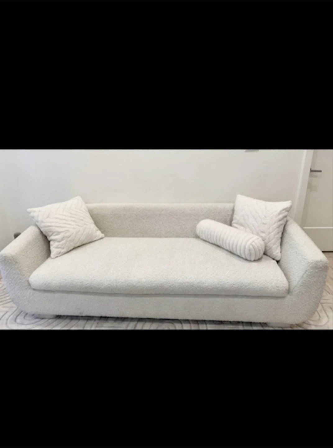 Cream Bouclé Sofa with Cushions