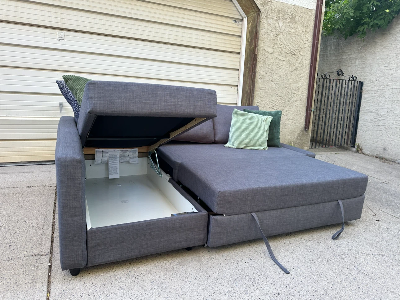 IKEA FRIHETEN Dark Grey Sleeper Sectional with Storage