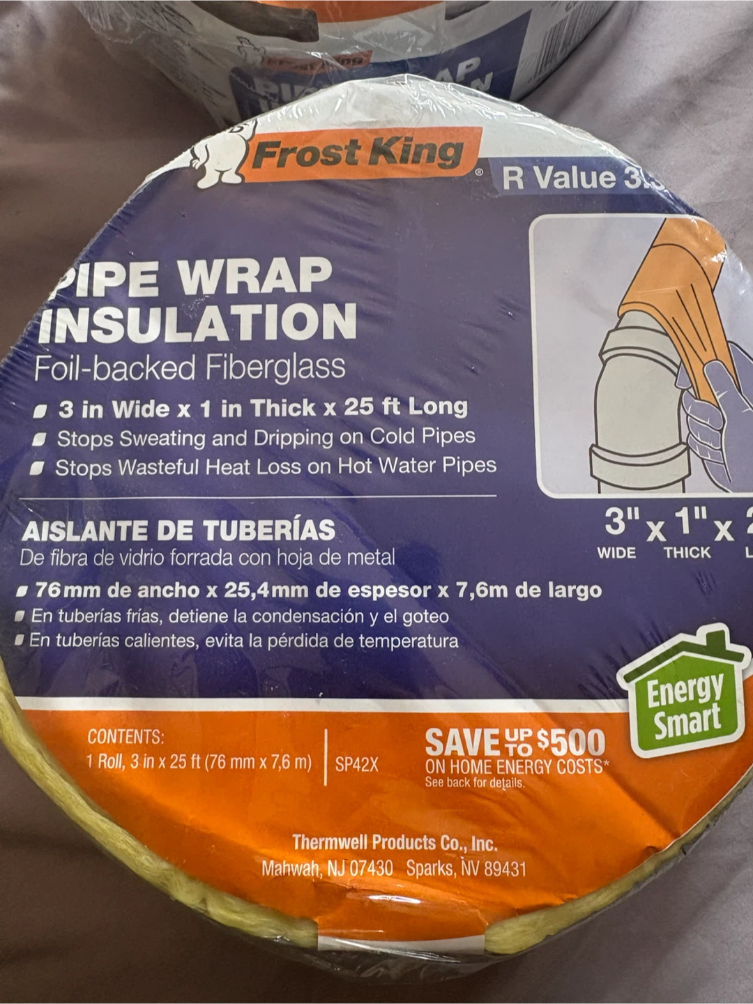 New 2 Frost King Pipe Wrap Insulation - Foil-Backed Fiberglass - photo 2