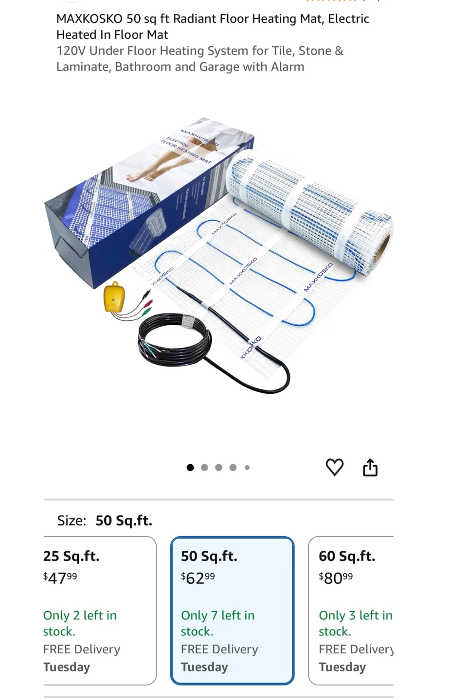 New MAXKOSKO Electric Floor Heating Mat(5 boxes = 300sqft) - photo 2