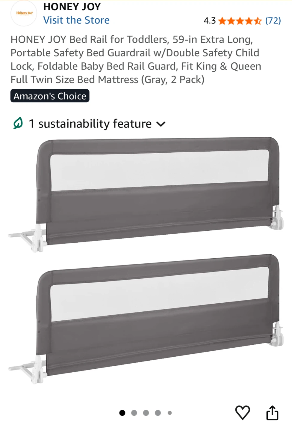 HONEY JOY Bed Rail for Toddlers (3 Pieces)