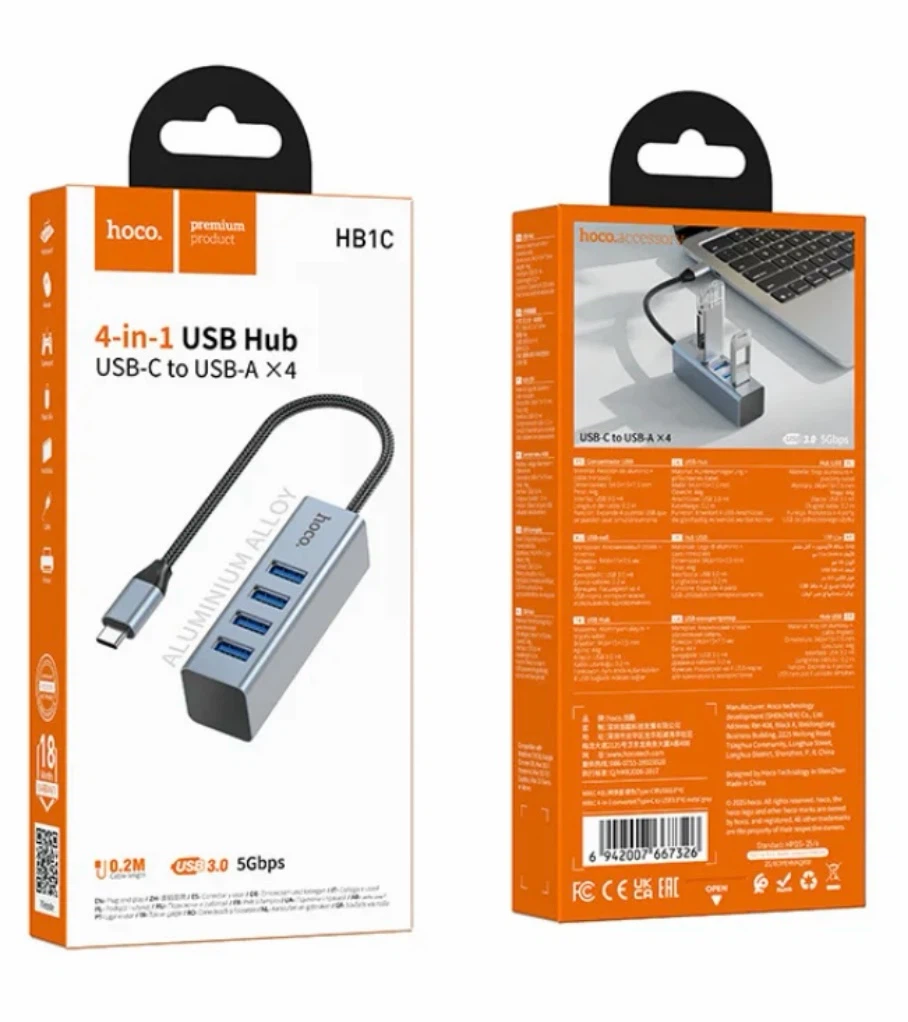 HOCO 4-in-1 USB Hub HB1C - photo 4