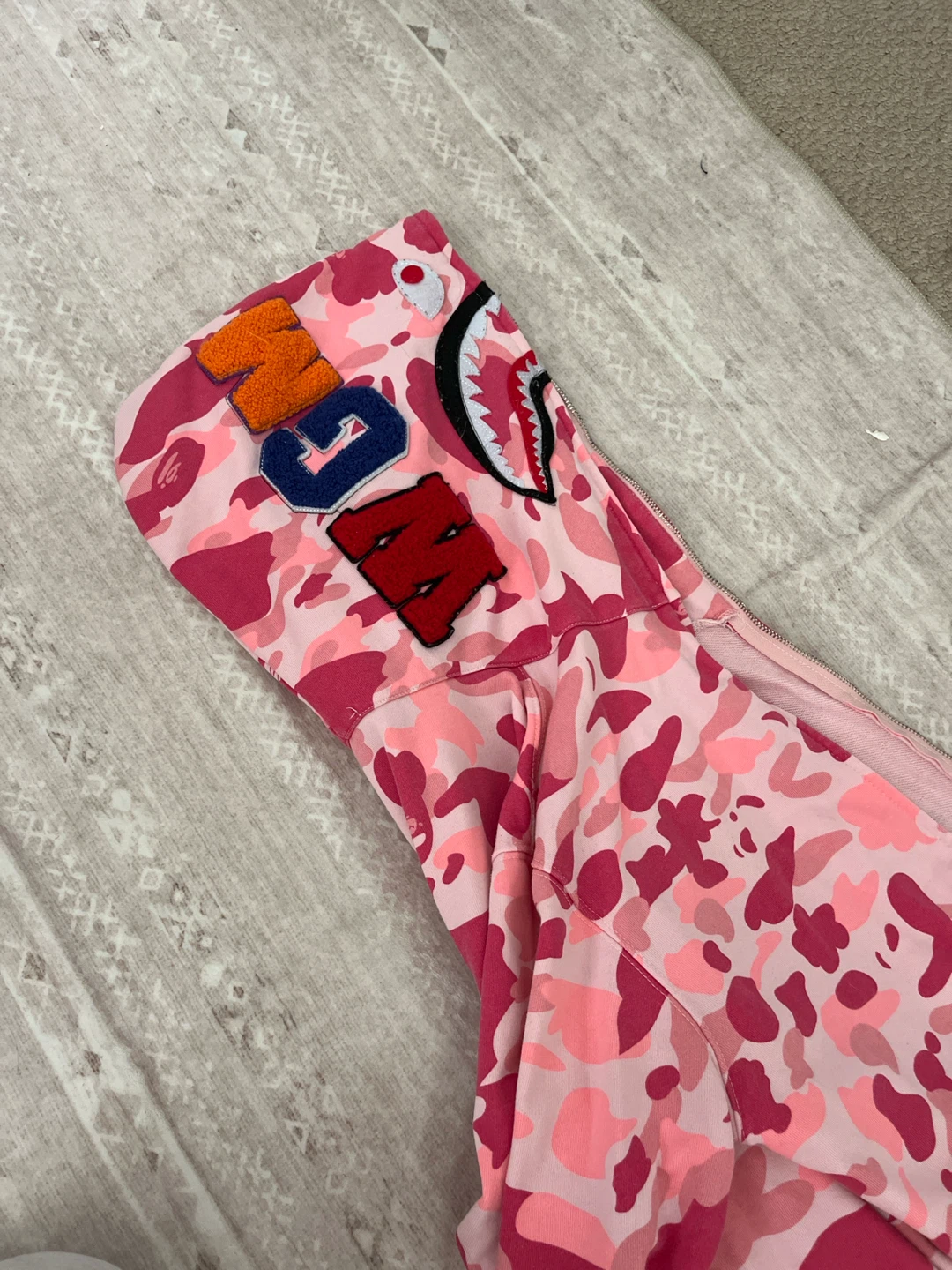 BAPE Pink Camo Shark Full Zip Hoodie - photo 2