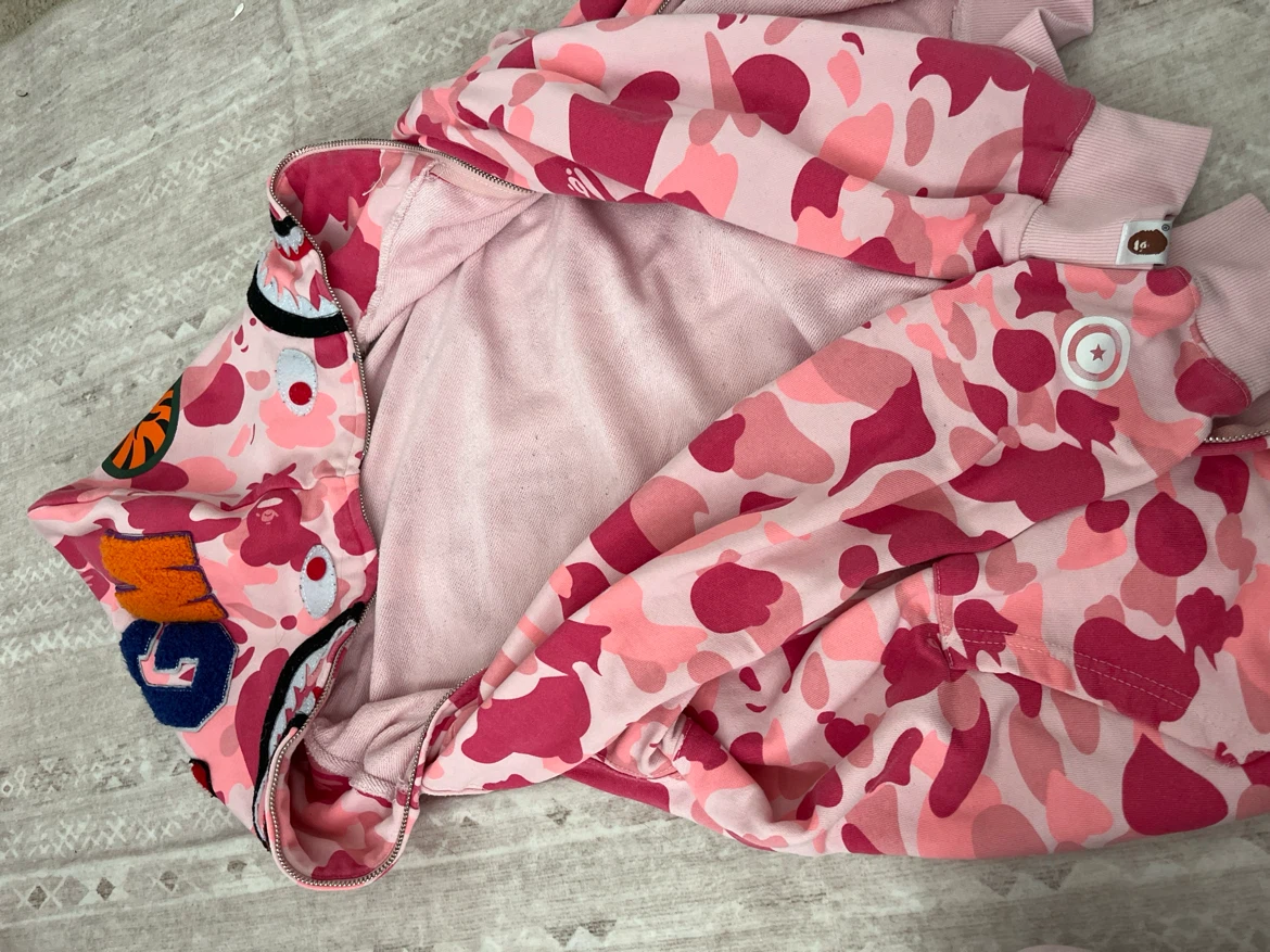 BAPE Pink Camo Shark Full Zip Hoodie - photo 3