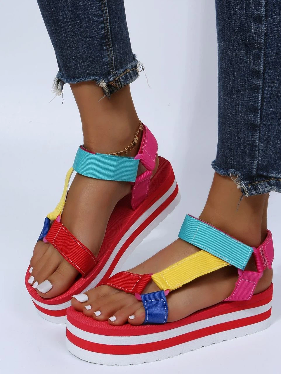 Platform Sandals - Red, Yellow, Pink - photo 4