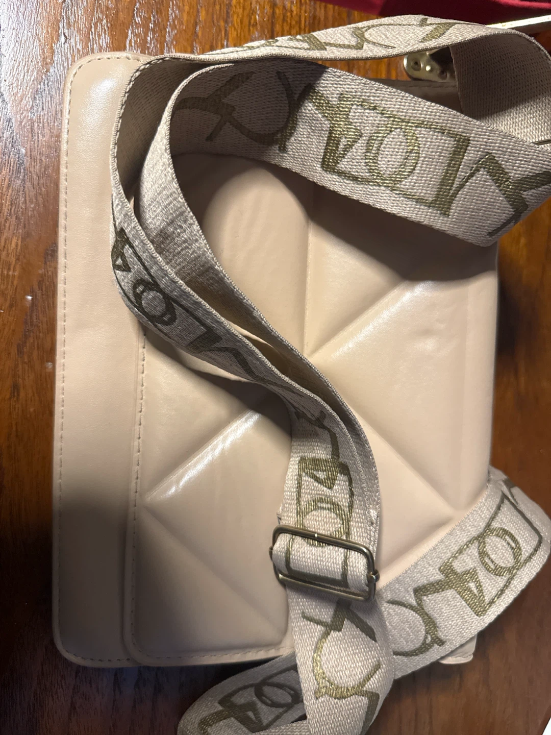Quilted Beige Crossbody Bag with Chain Strap