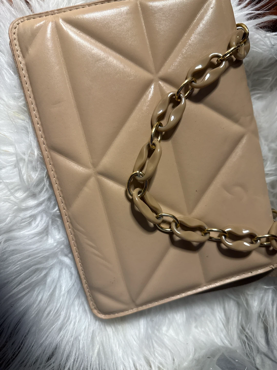 Quilted Beige Crossbody Bag with Chain Strap - photo 3
