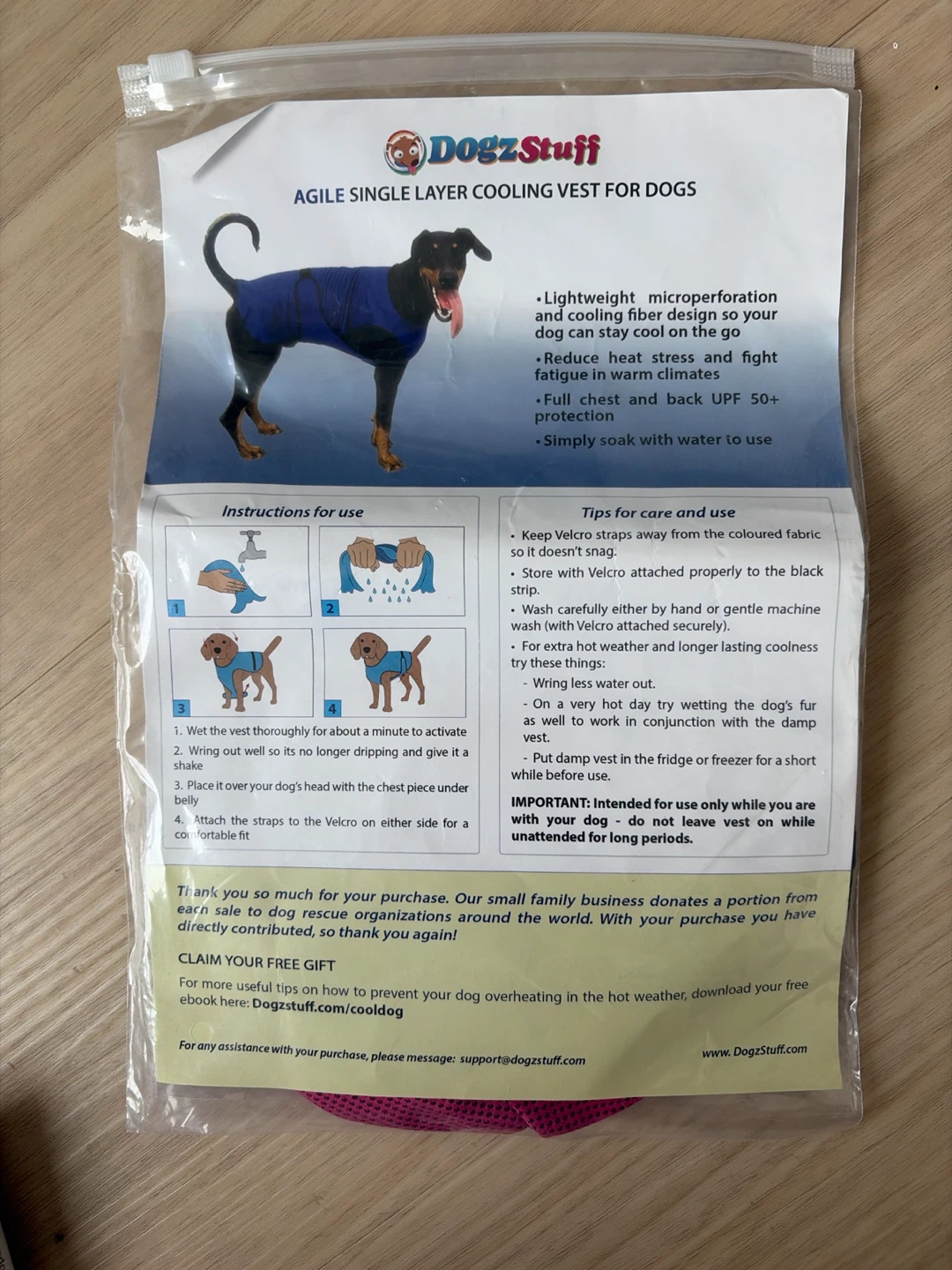 DogzStuff Single Layer Cooling Vest for Dogs (XS, Dark Blue)