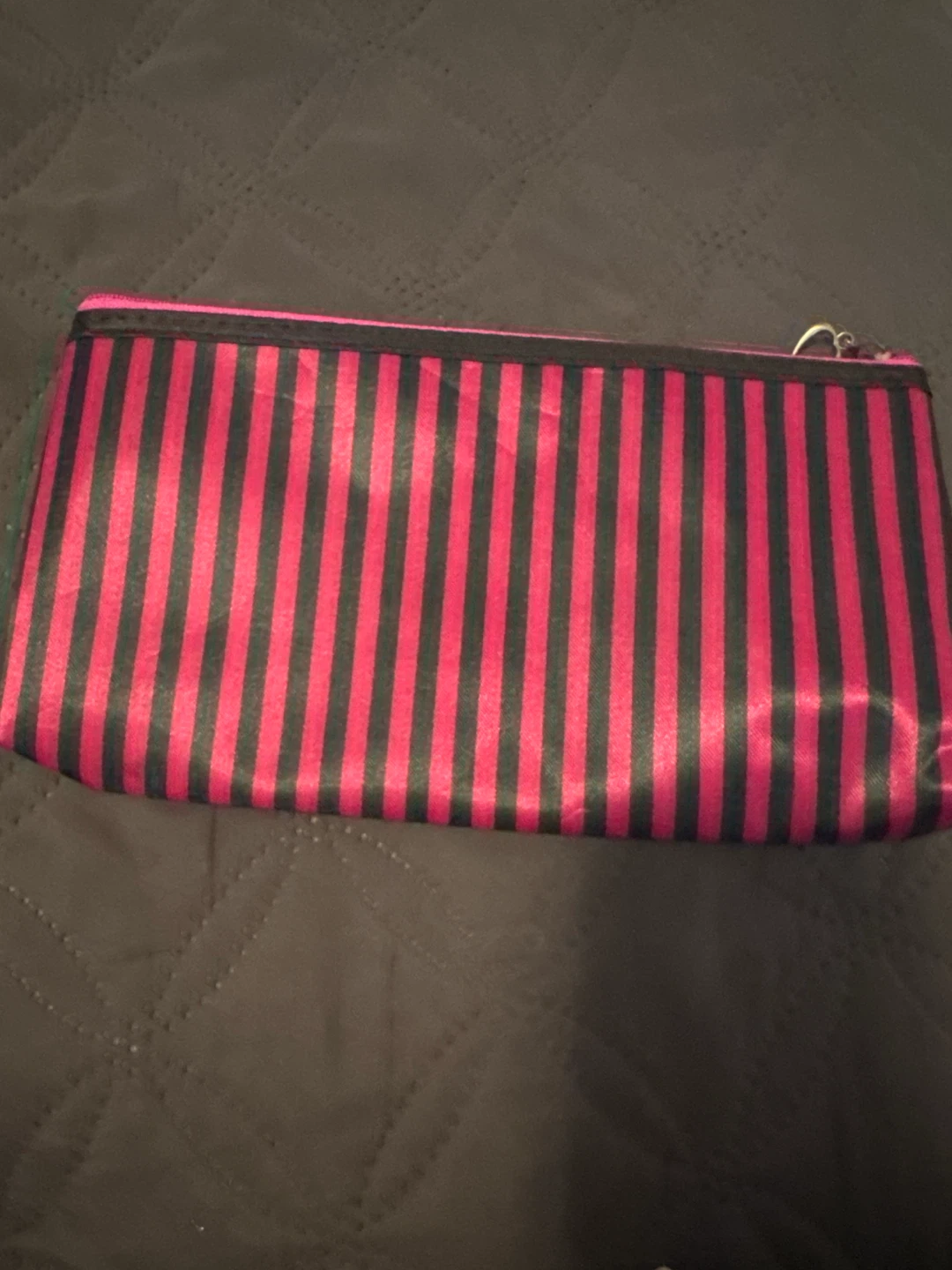 Pink and Black Striped Makeup Bag - photo 2