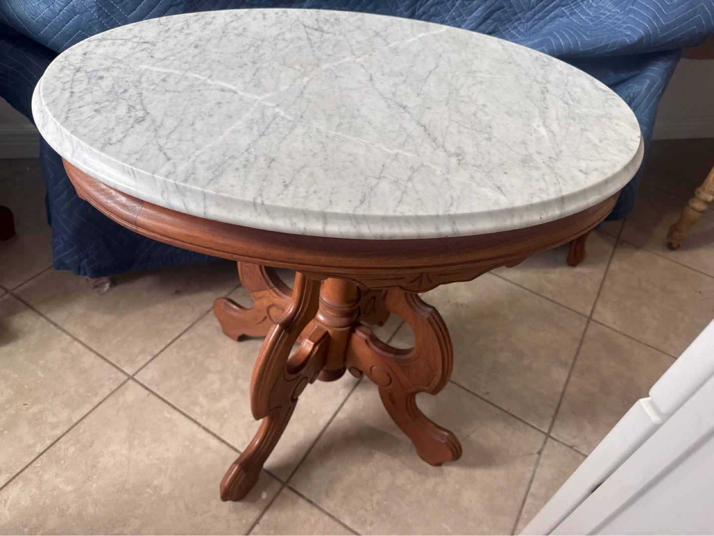 Oval Marble Top Accent Table - photo 3