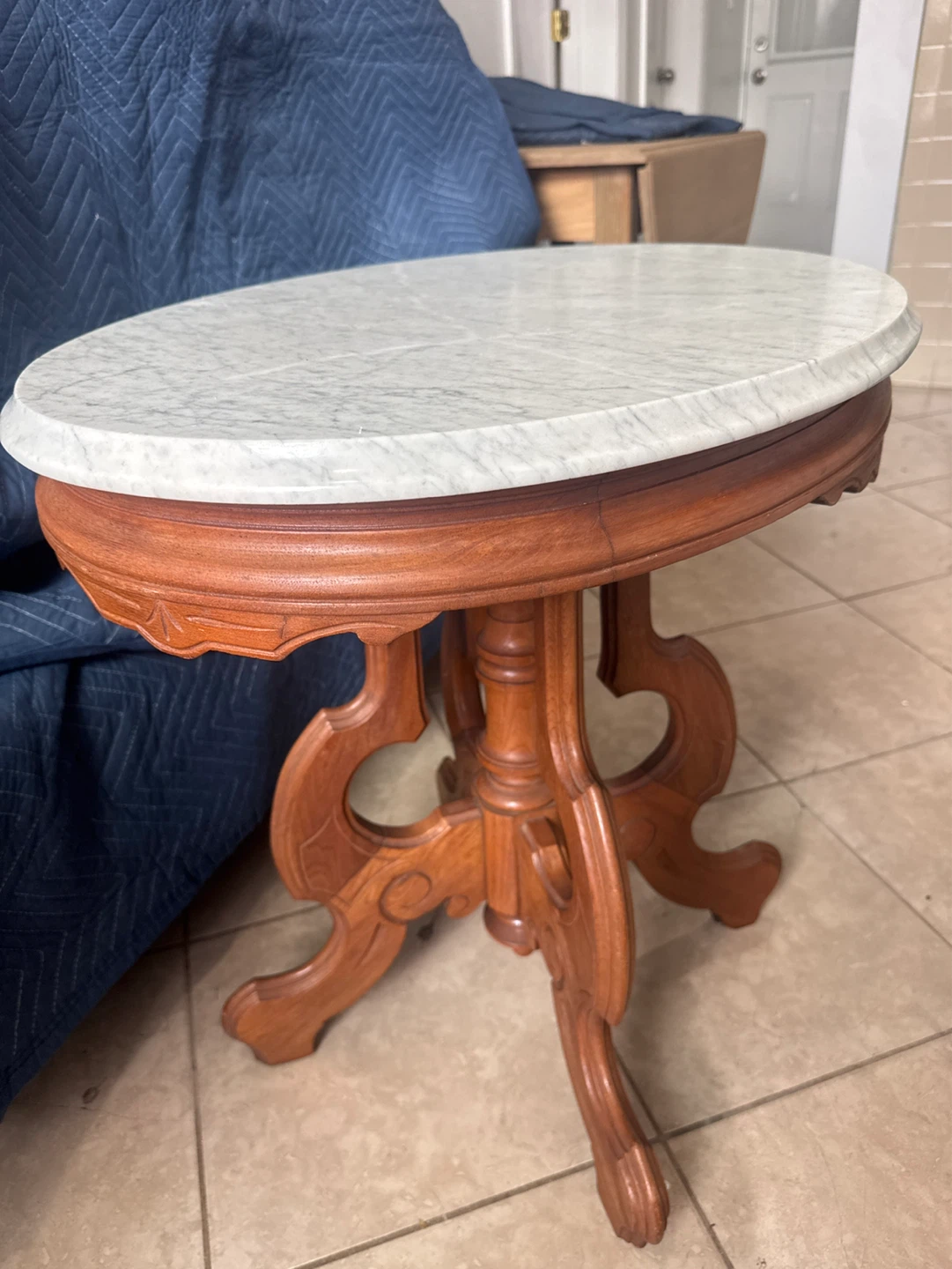 Oval Marble Top Accent Table