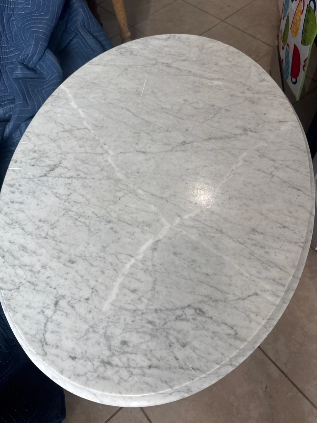Oval Marble Top Accent Table - photo 2