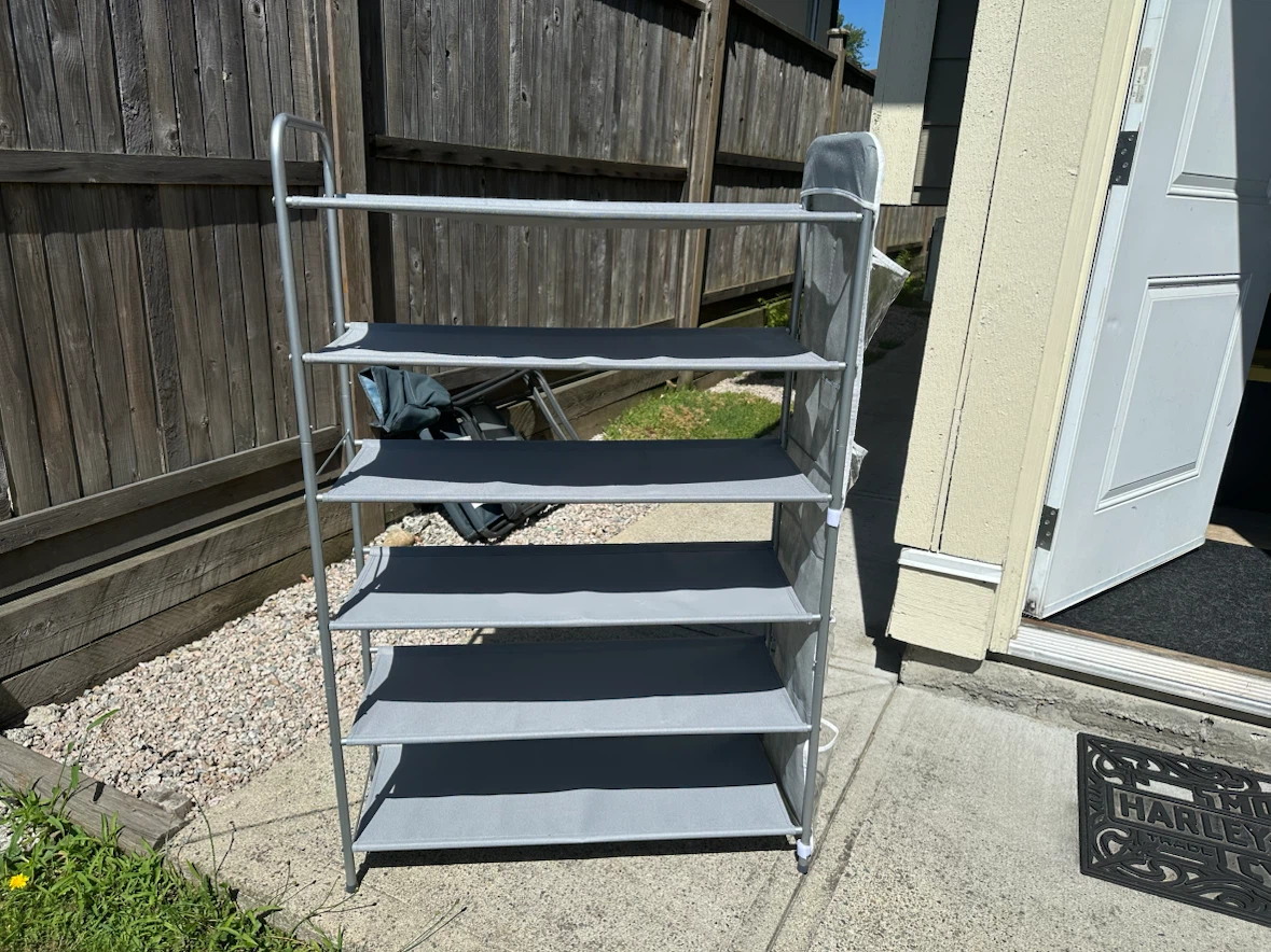 6-Tier Grey Shoe Rack with Side Organizers