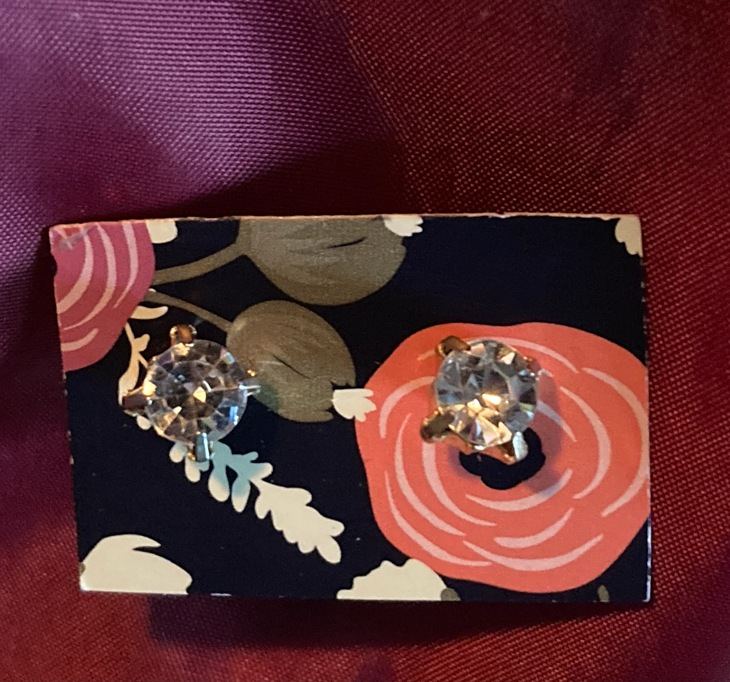 Sparkly Stud Earrings on Floral Card