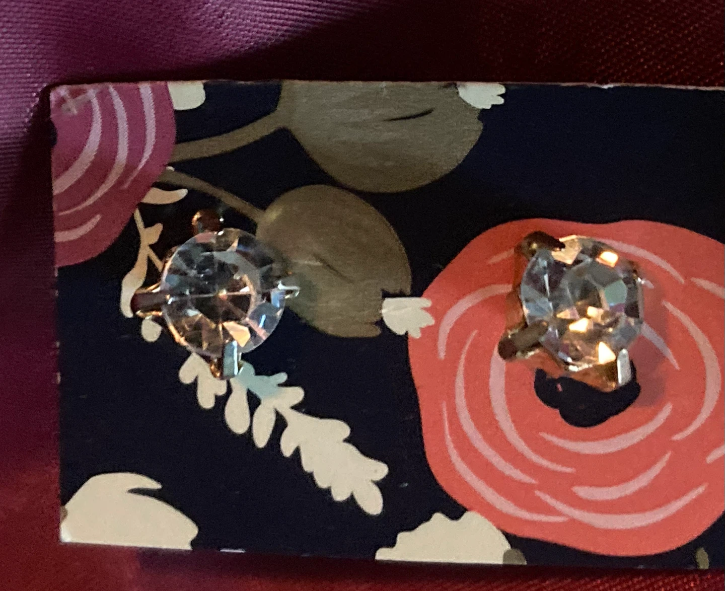 Sparkly Stud Earrings on Floral Card - photo 2