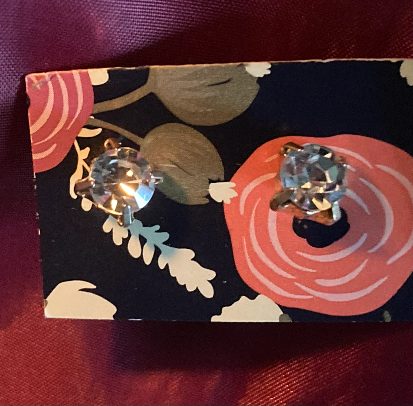 Sparkly Stud Earrings on Floral Card - photo 3