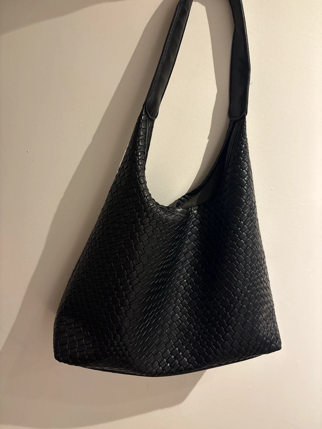 Black Woven Shoulder Bag