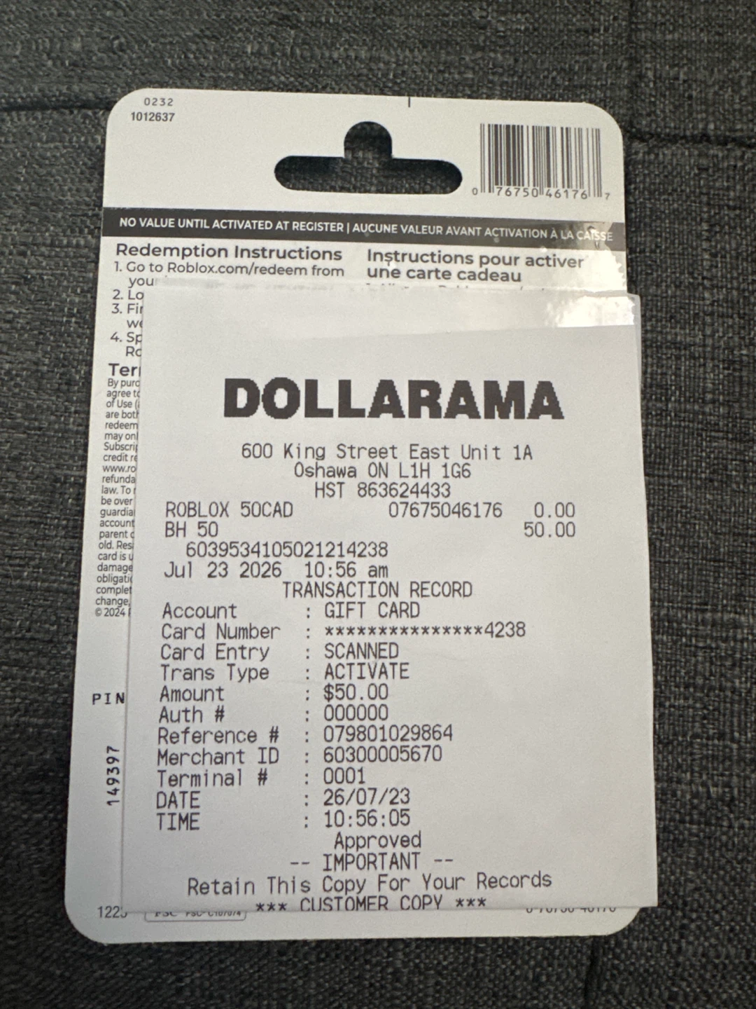 $50 CAD Roblox Gift Card - photo 2