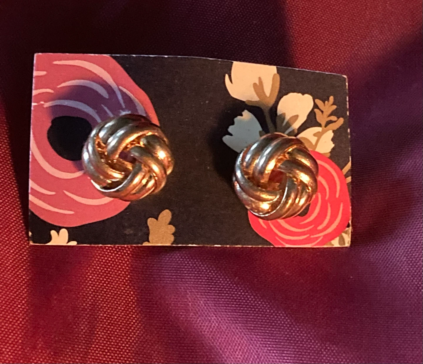 Gold Tone Knot Stud Earrings