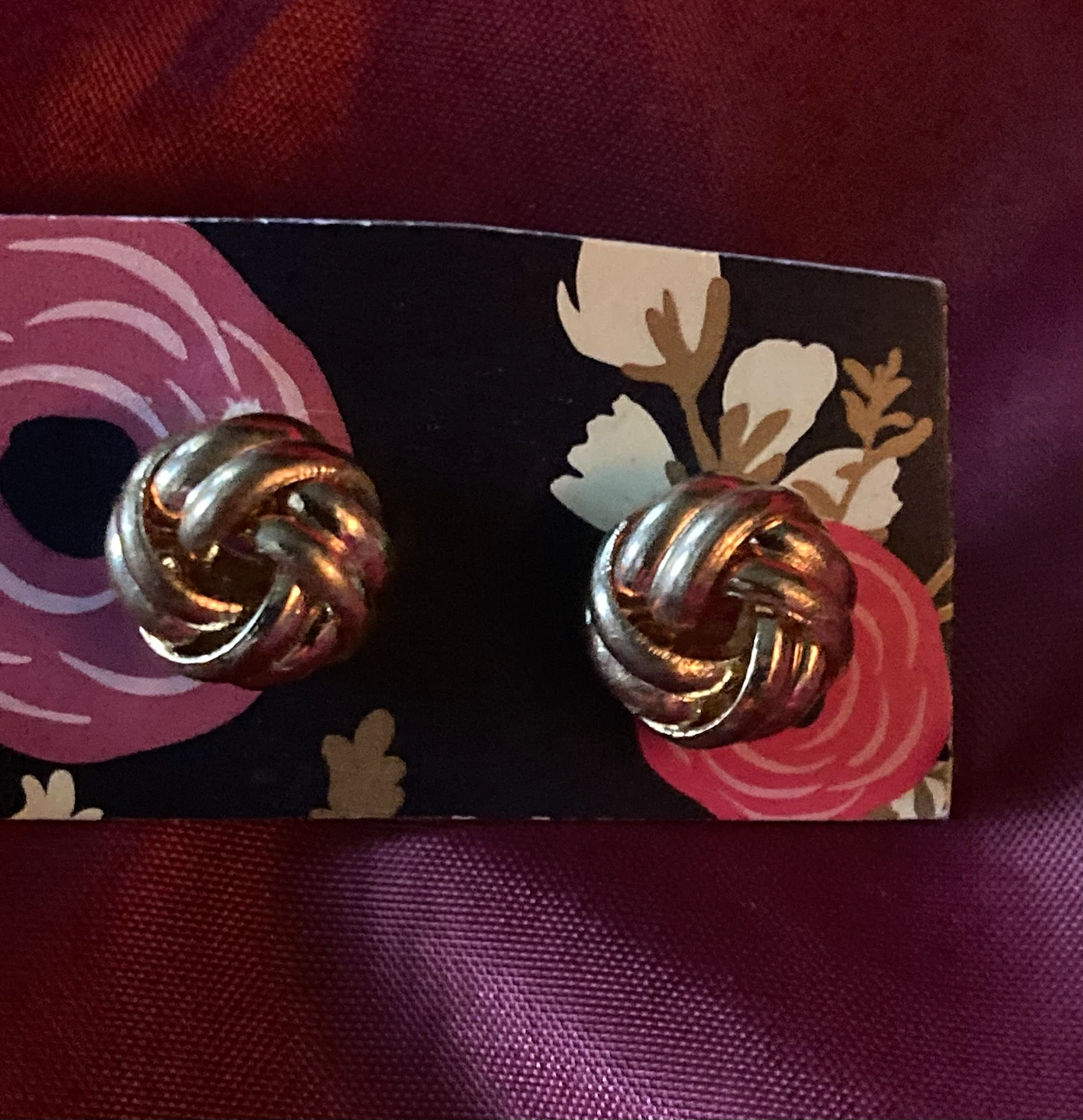 Gold Tone Knot Stud Earrings - photo 3