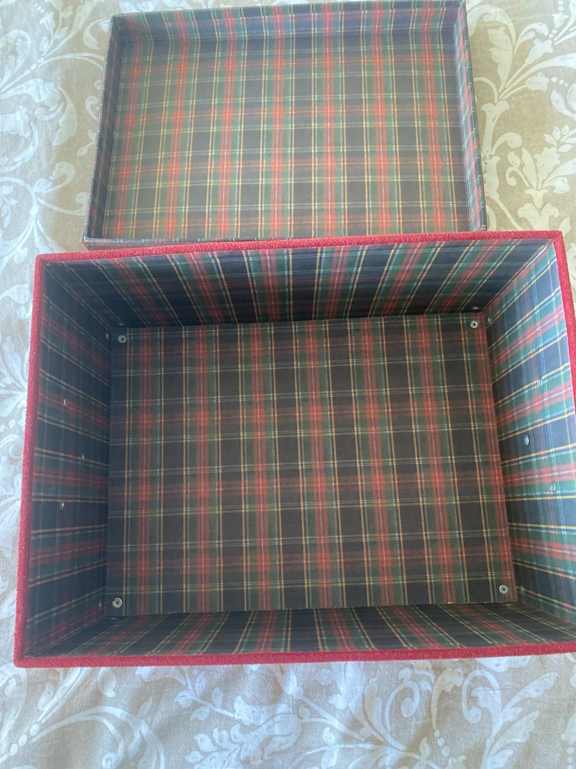 FREE with ANY PURCHASE  Storage Box - Red with Plaid Lining - photo 2