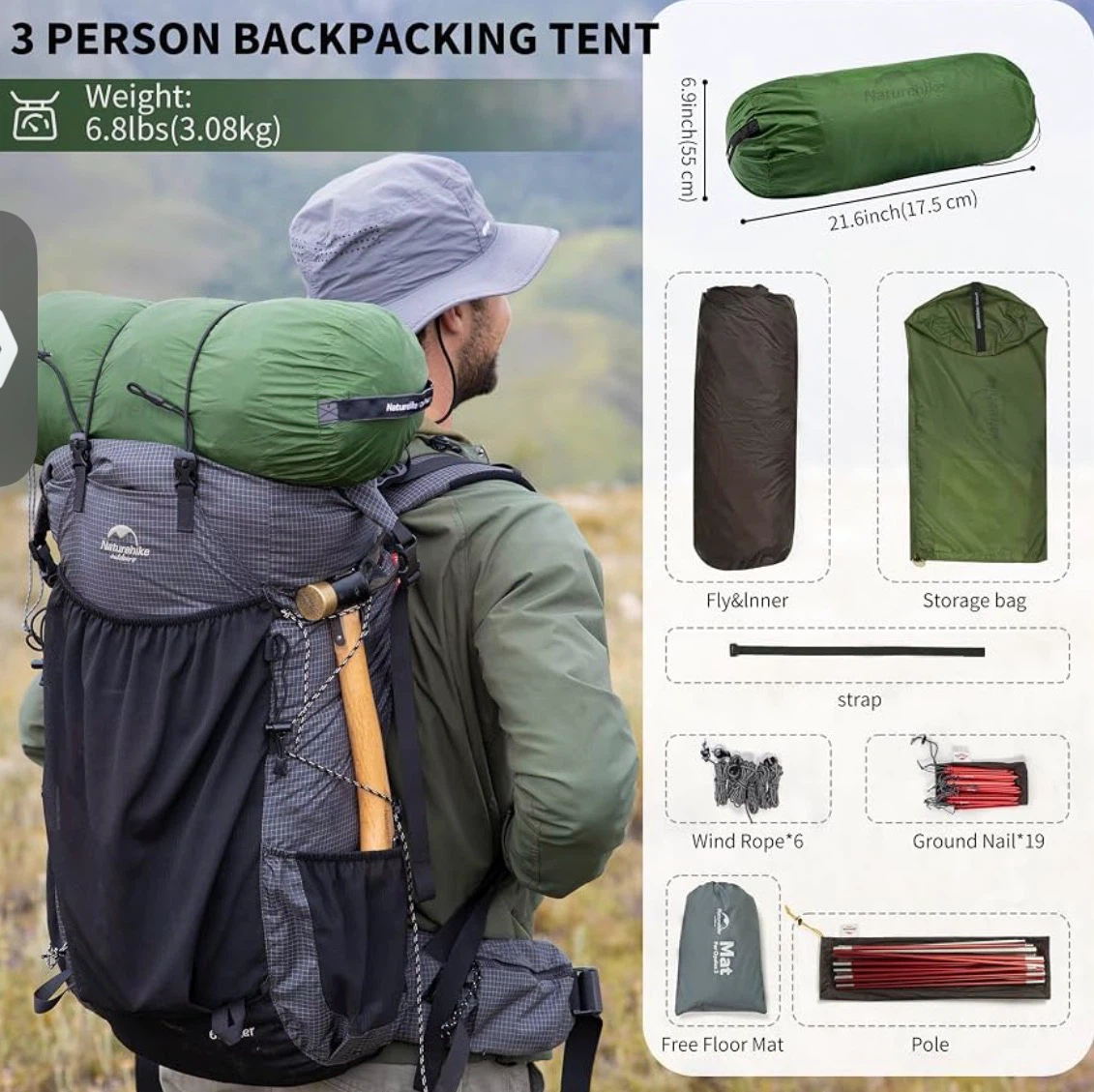 Naturehike 3 Person Backpacking Tent - photo 2
