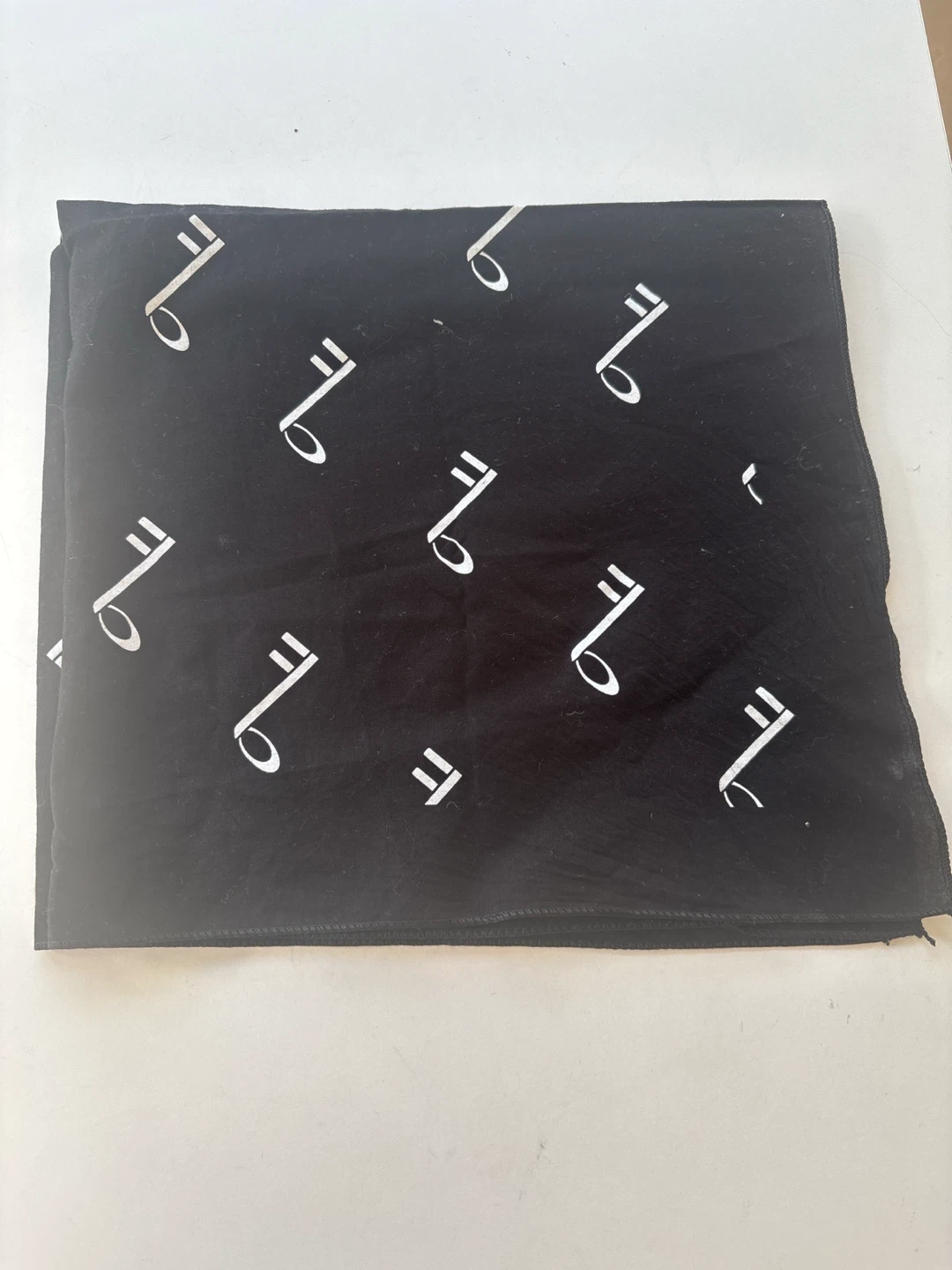 Black Bandana with White Musical Note Pattern