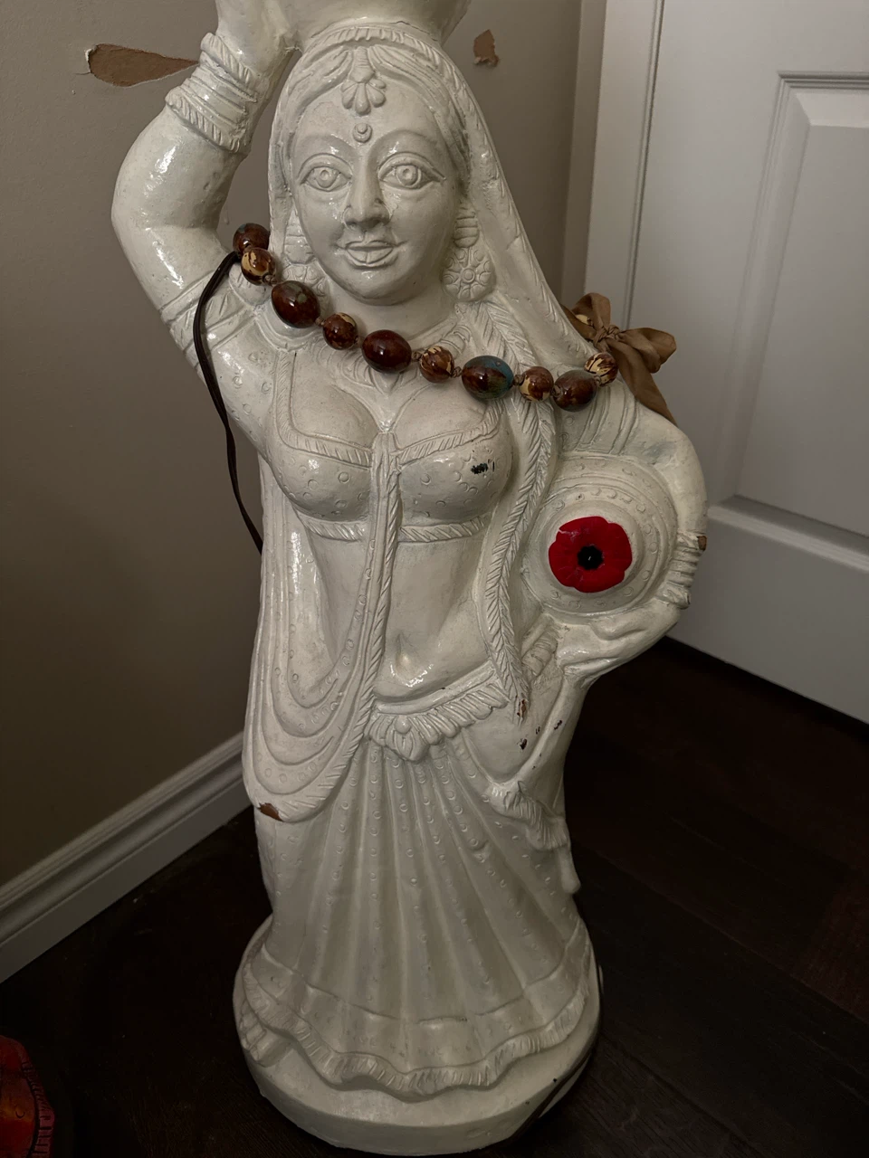 Large Ceramic Statue of a Woman with Pot