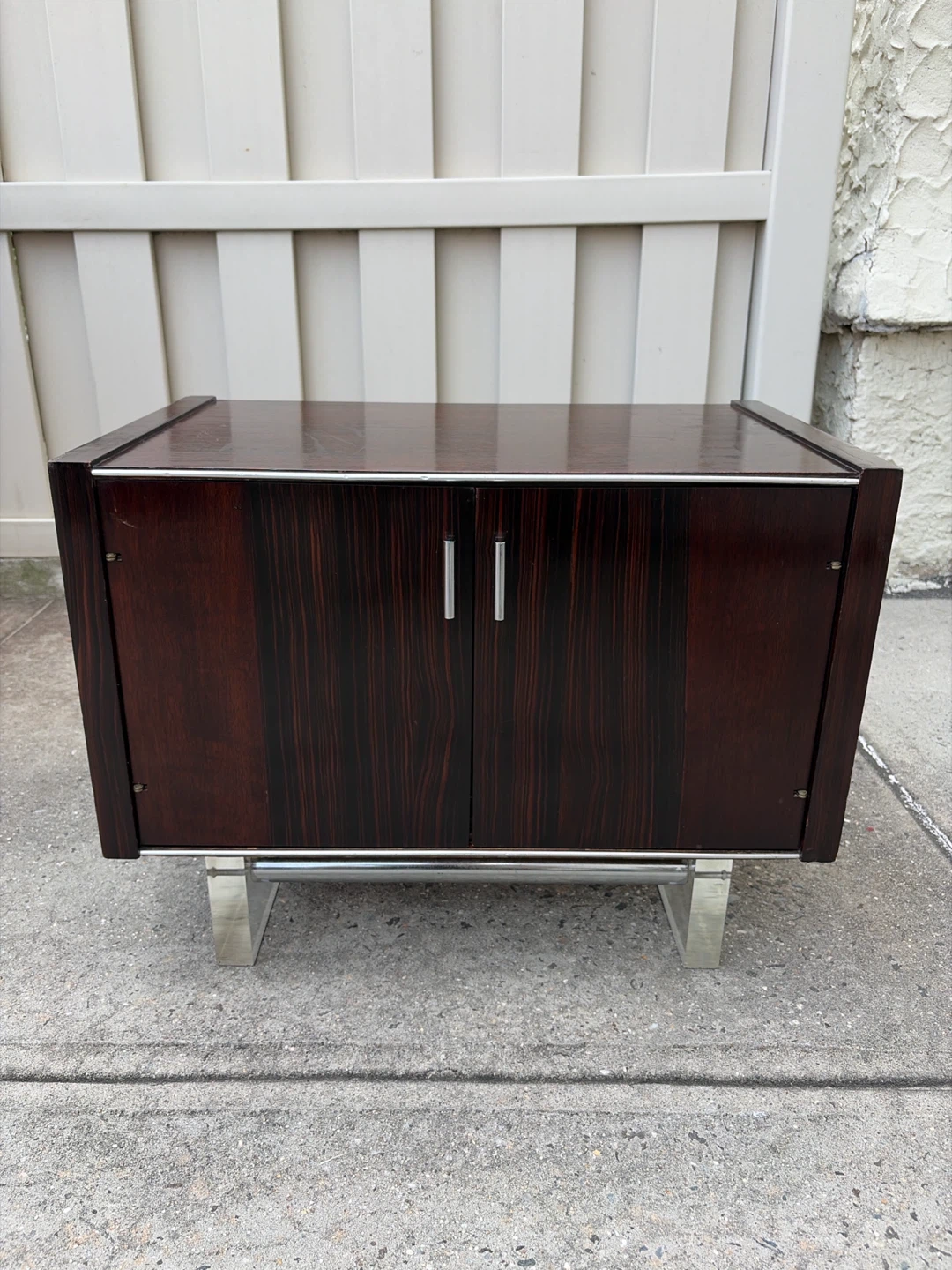 Vintage Modern-age Rosewood Lucite Bedside Table