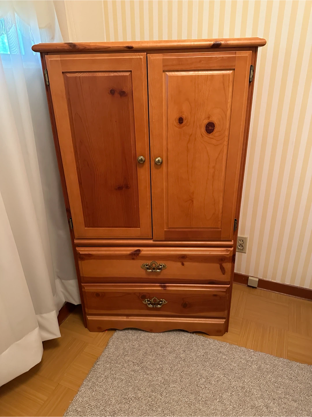 Pine Armoire with Drawers