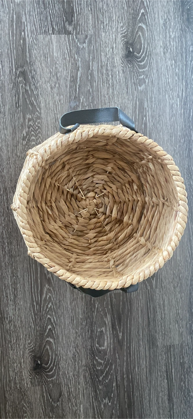 Woven Basket with Faux Leather Handles - photo 3