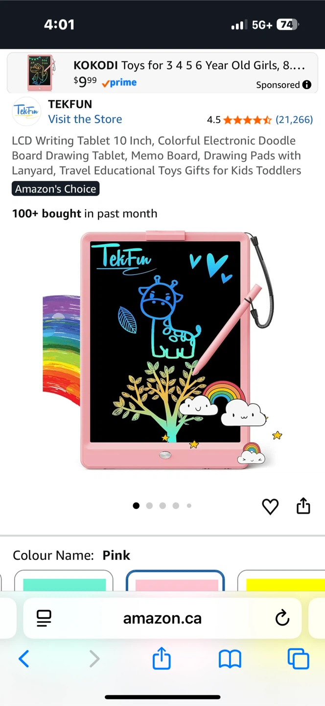 TEKFAN 10" LCD Writing Tablet - Pink/blue - photo 5