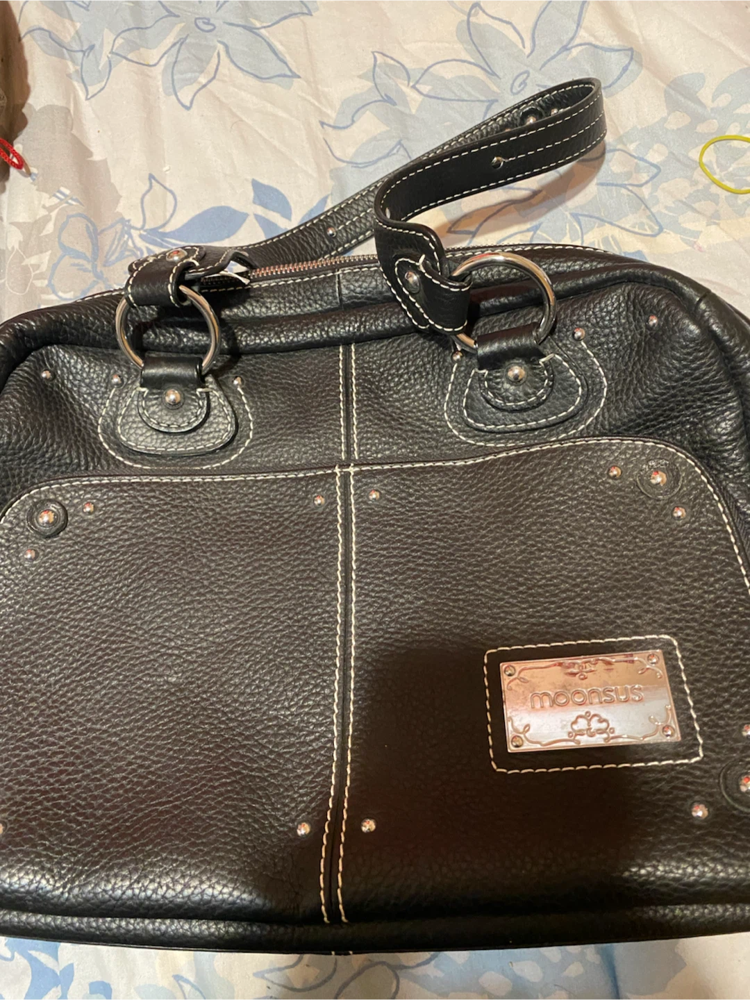 Moonsus Black Leather laptop bag