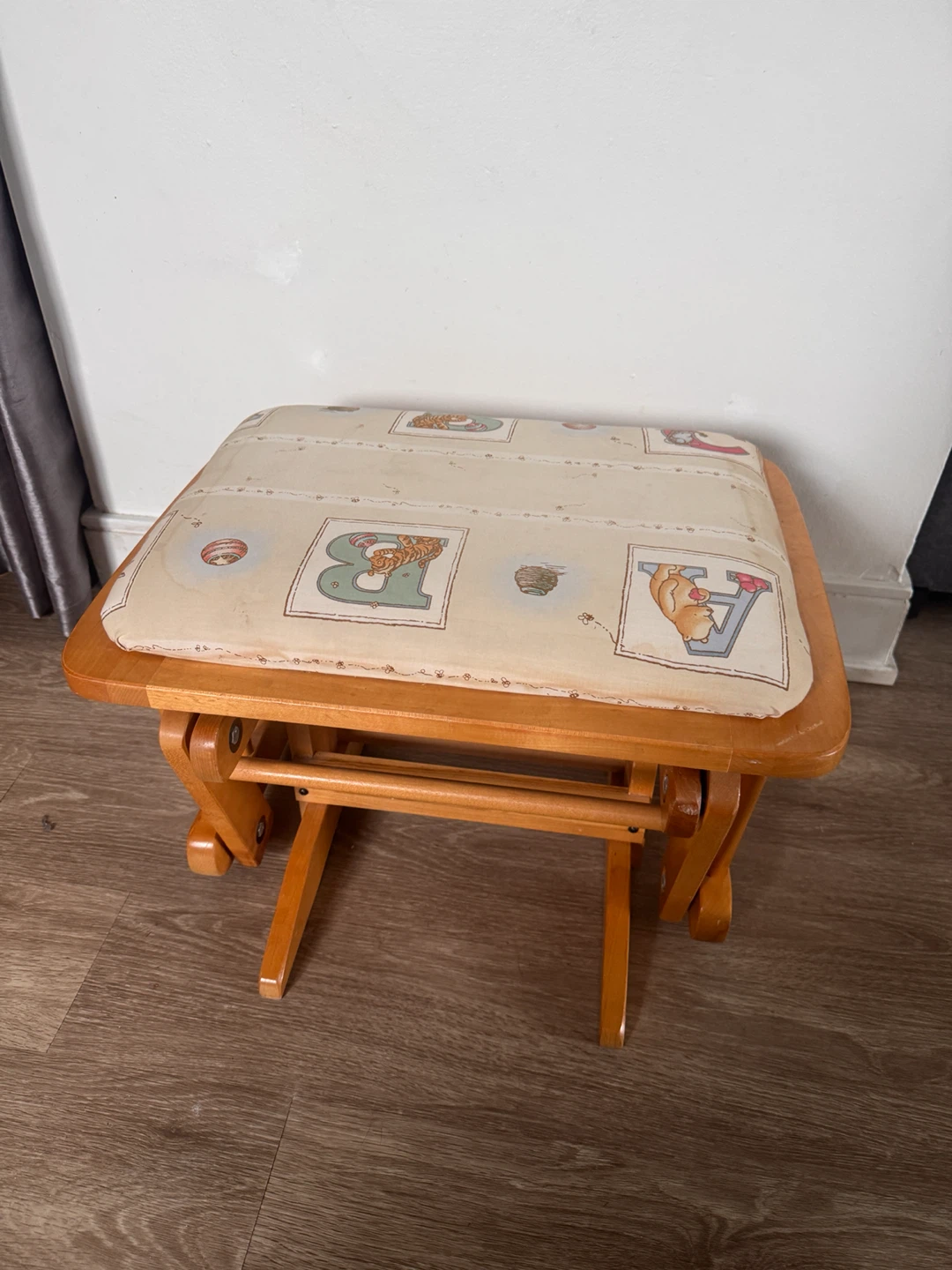 Wooden Glider Ottoman with Alphabet Print