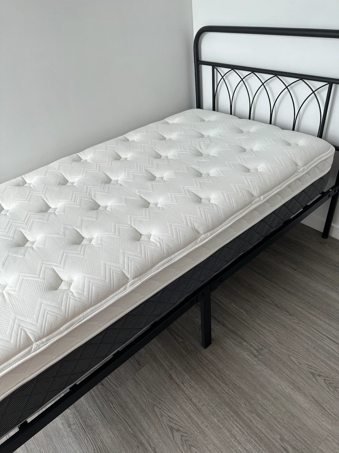 White Tufted Mattress and bed frame