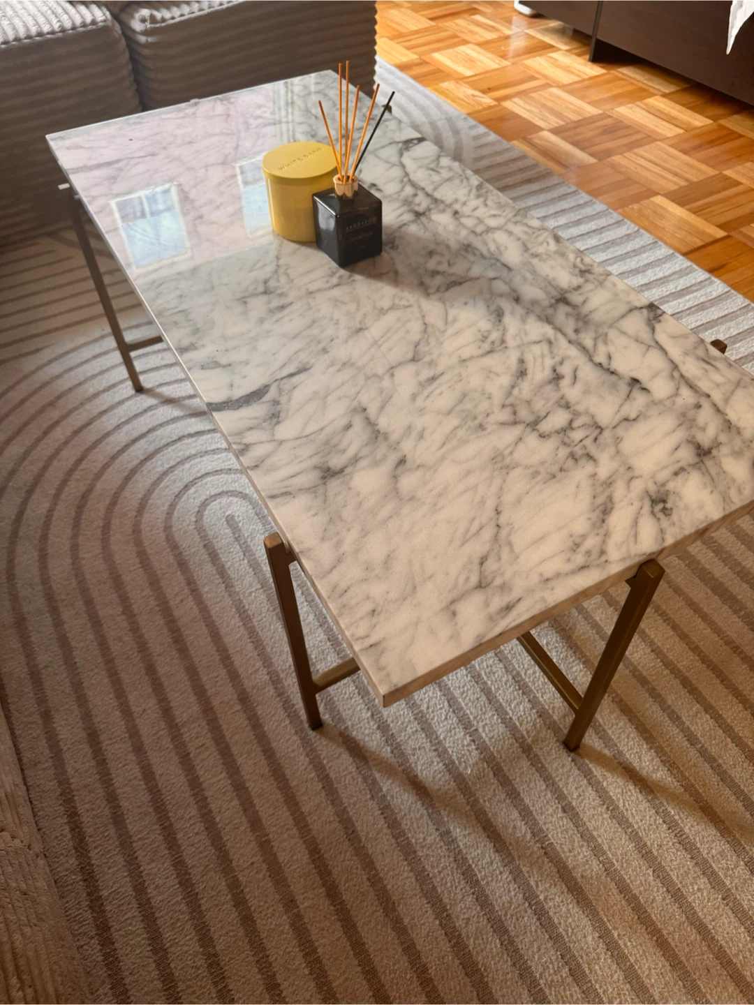 Boneless couch and Marble Top Coffee Table - photo 2