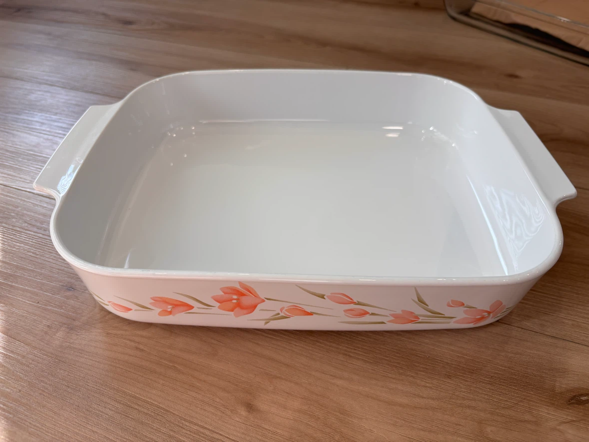 CorningWare Square Casserole Dish with Floral Pattern