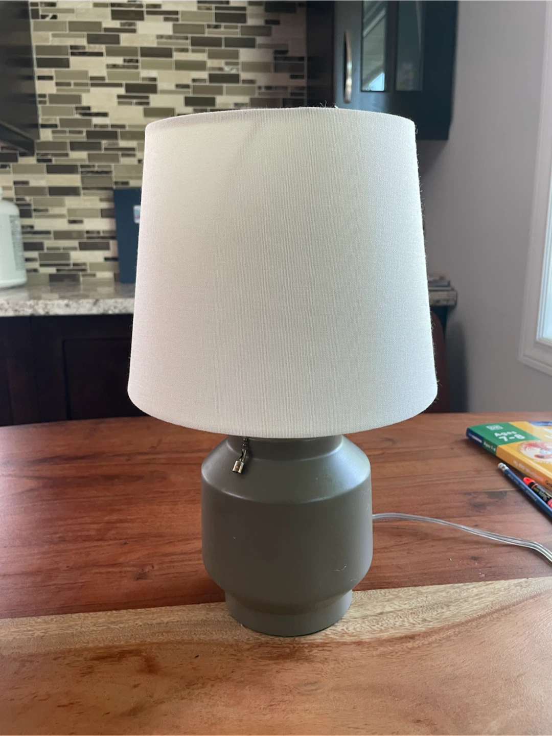 Small Table Lamp with White Shade