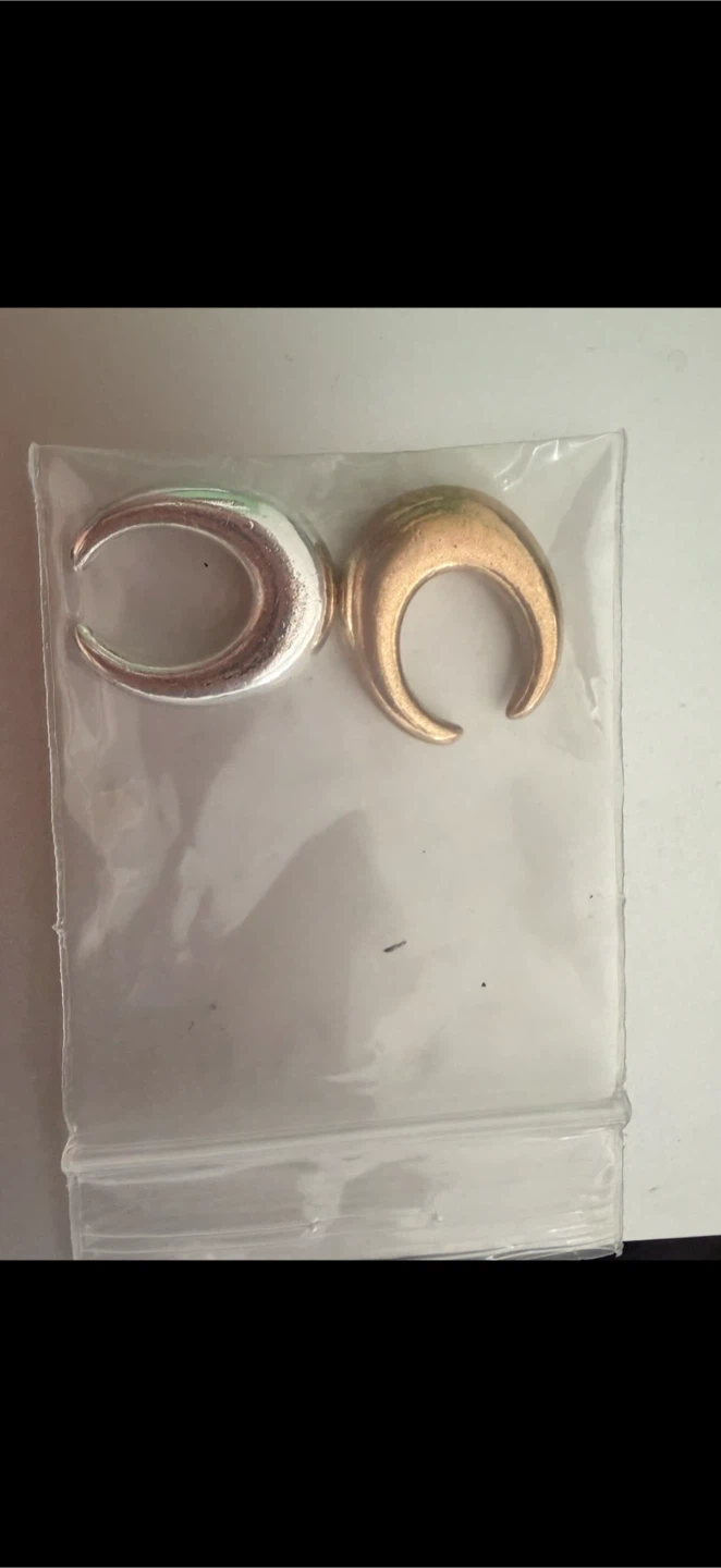 Pair of Crescent Moon Ear Weights - Gold & Silver Tones - photo 2
