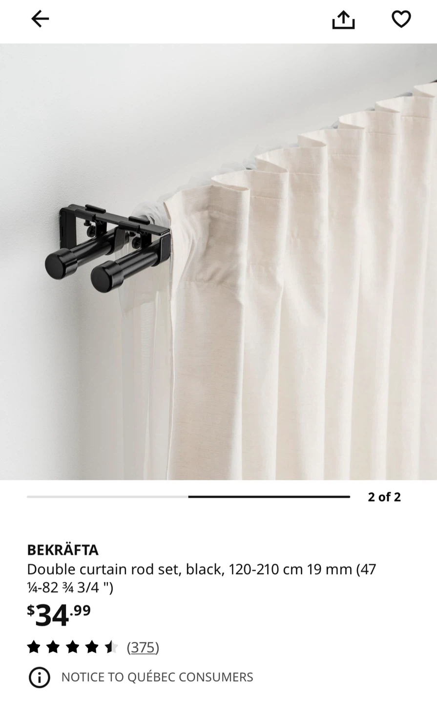 BEKRÄFTA Double Curtain Rod Set - Black - photo 4