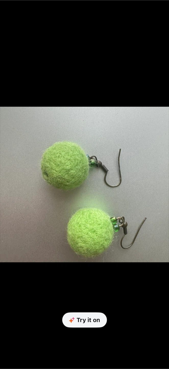 Green Felt Ball Earrings