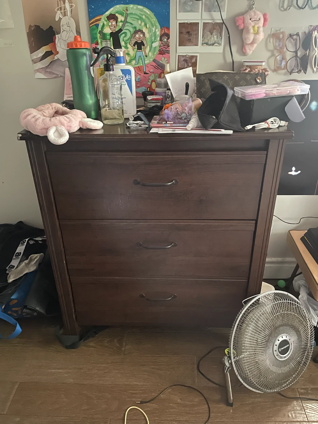 Dark Wood Dresser with 3 Drawers