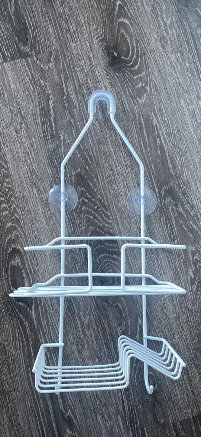 White Metal Shower Caddy with Suction Cups