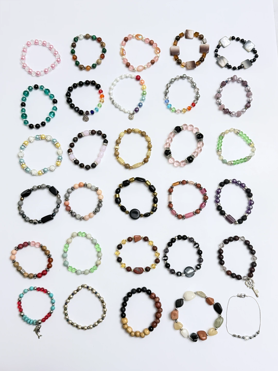 30 Crystal and Real Stone Bracelets