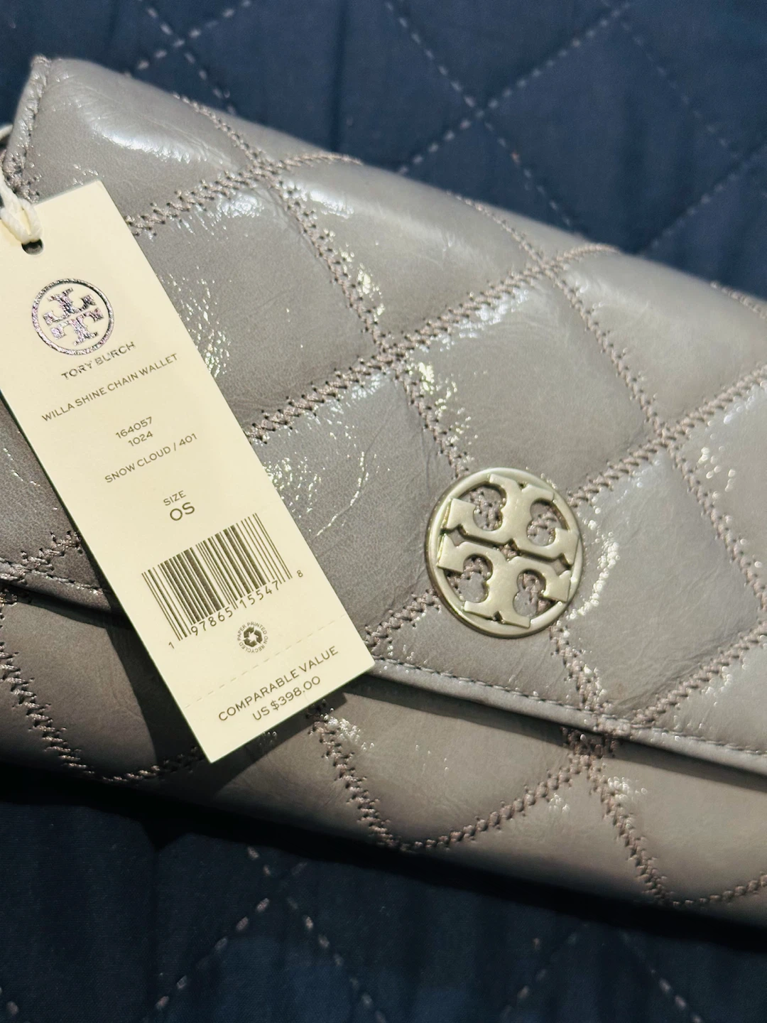 Tory Burch Willa Shine Chain Wallet - Grey