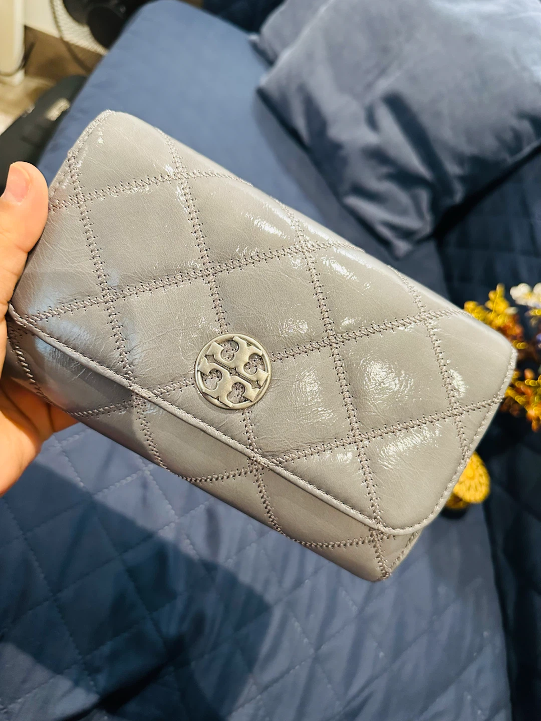 Tory Burch Willa Shine Chain Wallet - Grey - photo 2