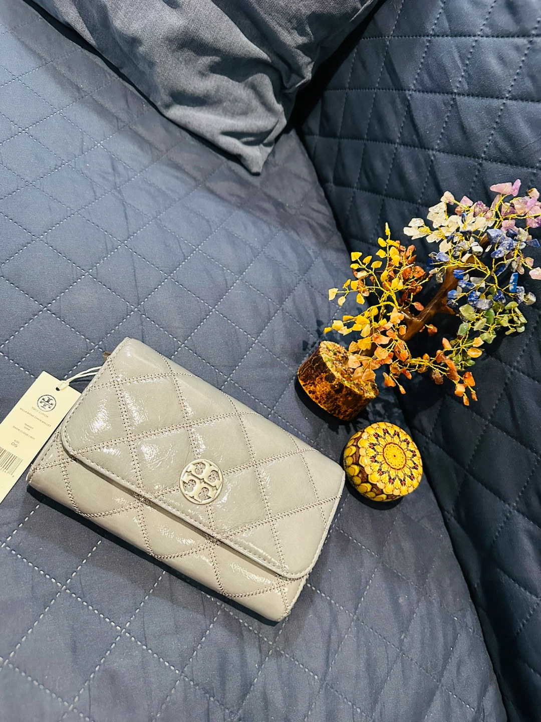 Tory Burch Willa Shine Chain Wallet - Grey - photo 4