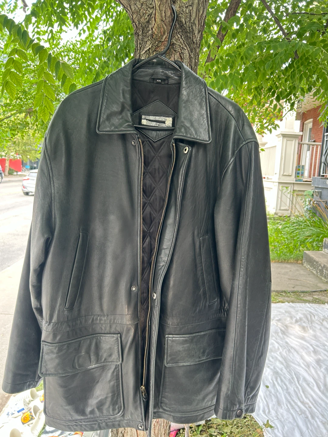 Men's Black Leather Jacket Size XXL