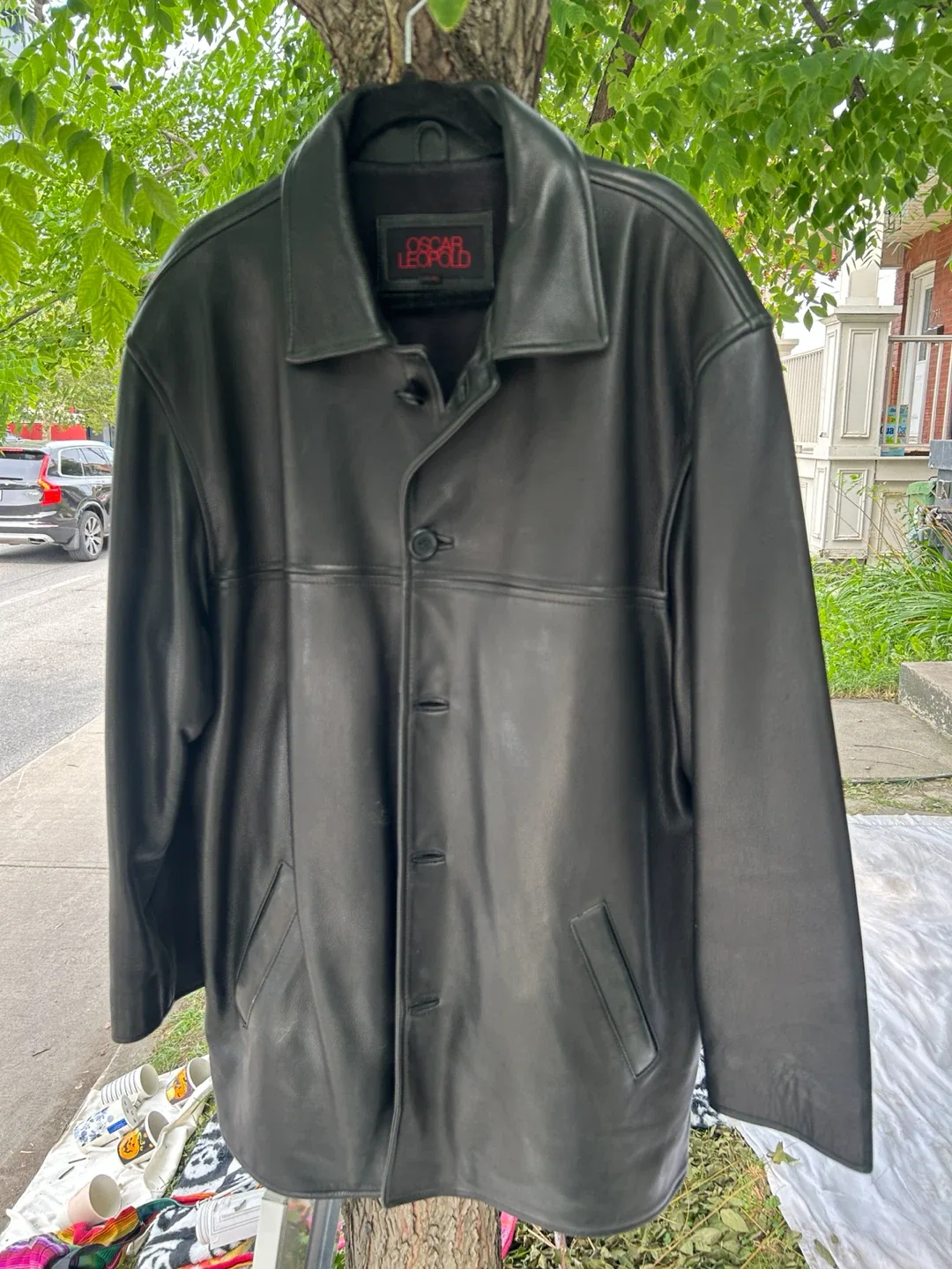 Oscar leopold Black Leather Jacket