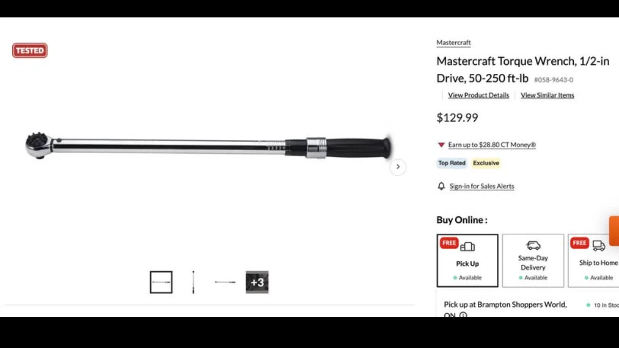 Mastercraft Torque Wrench, 1/2" Drive